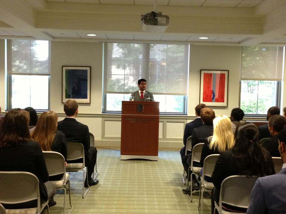 Alumni Brother Vincent Chapa speaking at professional rush